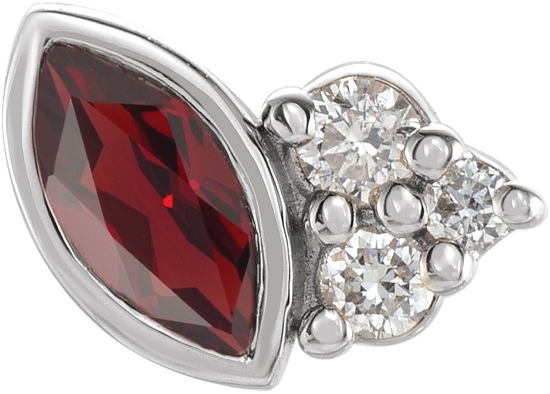 Sterling Silver Mozambique Garnet and .03 CTW Diamond Left Earring Ref 17677184