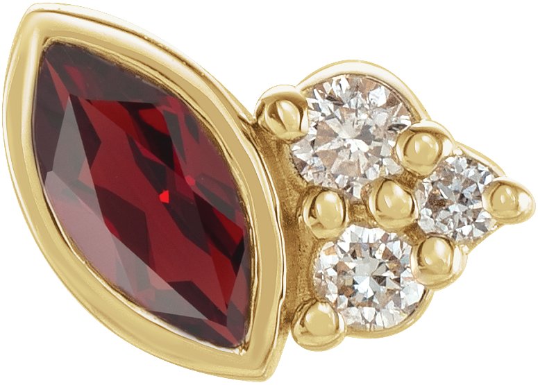 14K Yellow Mozambique Garnet and .03 CTW Diamond Left Earring Ref 17677064