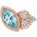 14K Rose Natural Blue Zircon & .03 CTW Natural Diamond Left Earring