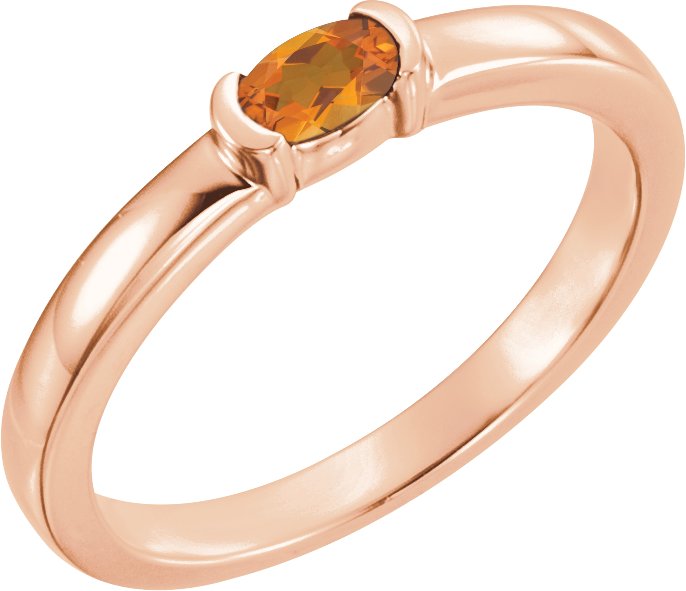 14K Rose Citrine Oval Stackable Family Ring Ref 16232402