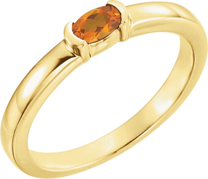 14K Yellow Citrine Oval Stackable Family Ring Ref 16232401