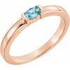 14K Rose Blue Zircon Oval Stackable Family Ring Ref 16232406