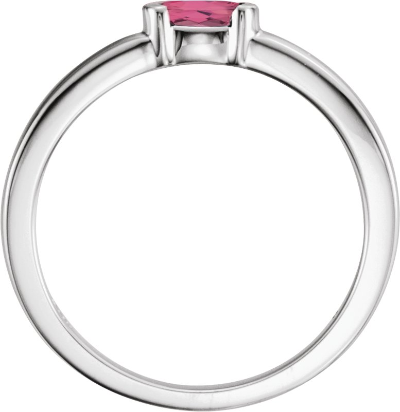 Sterling Silver Pink Tourmaline Oval Stackable Family Ring 