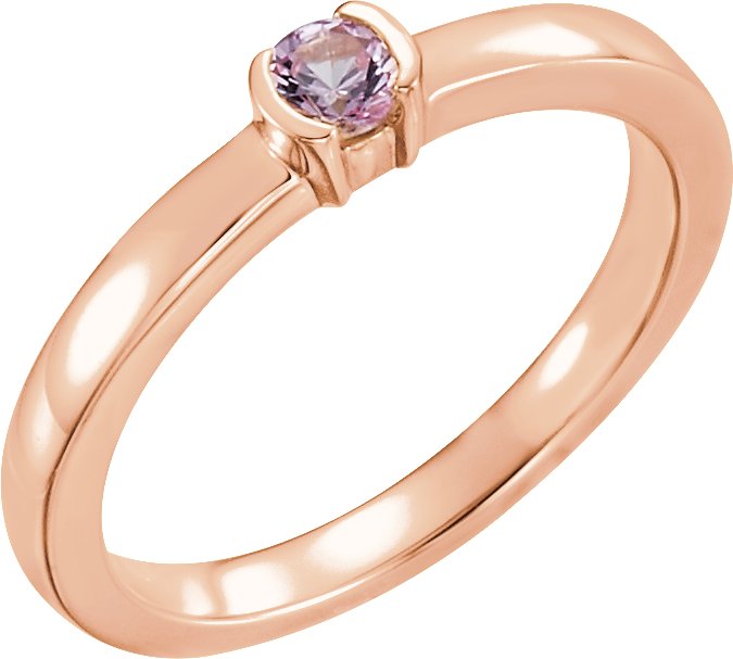 14K Rose Pink Tourmaline Family Stackable Ring Ref 16232466