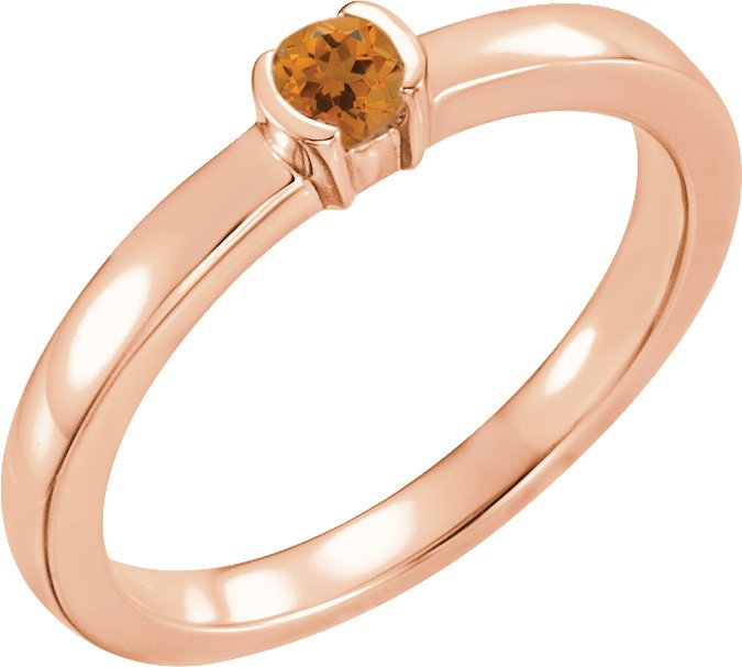 14K Rose Citrine Family Stackable Ring Ref 16232470