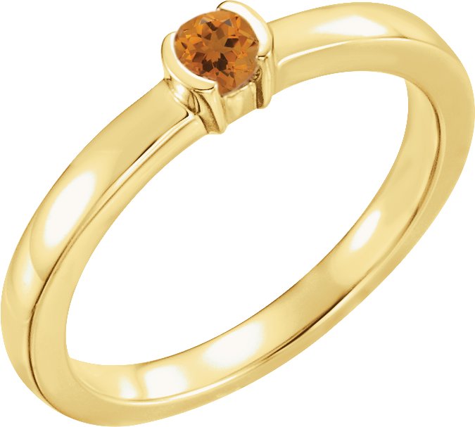 14K Yellow Citrine Family Stackable Ring