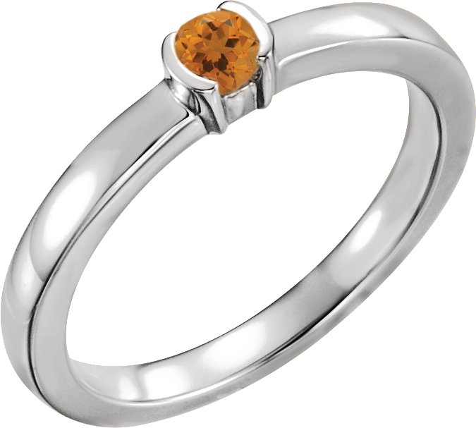 Sterling Silver Natural Citrine Family Stackable Ring