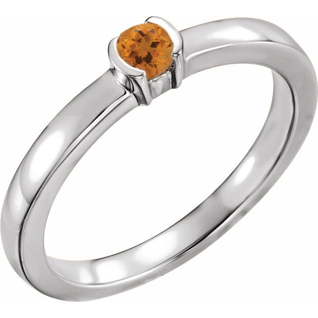 Sterling Silver Natural Citrine Family Stackable Ring