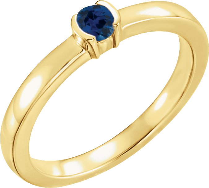 14K Yellow Chatham Lab Created Blue Sapphire Family Stackable Ring Ref 16232493