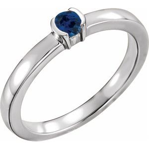 14K White Blue Sapphire Family Stackable Ring
