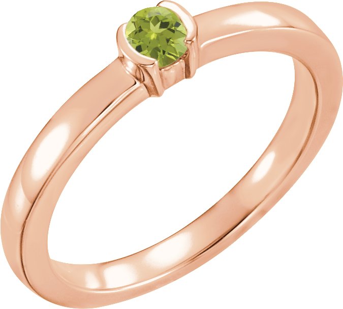 14K Rose Peridot Family Stackable Ring Ref 16232458