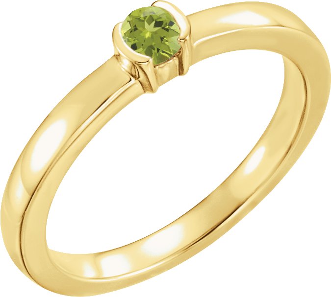 14K Yellow Peridot Family Stackable Ring