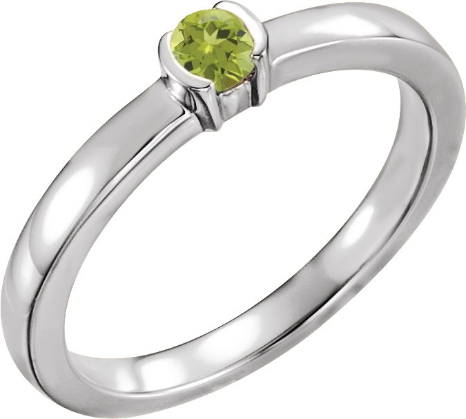 14K White Peridot Family Stackable Ring Ref 16232456