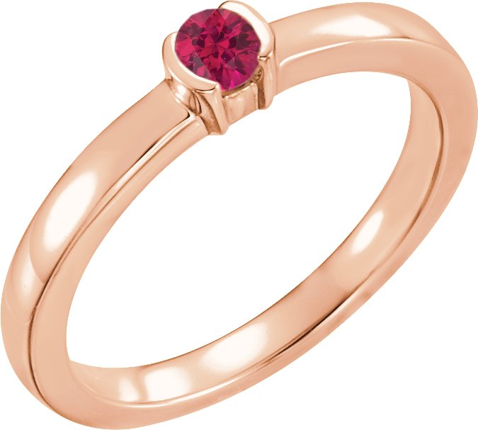 14K Rose Chatham Lab Created Ruby Family Stackable Ring Ref 16232490