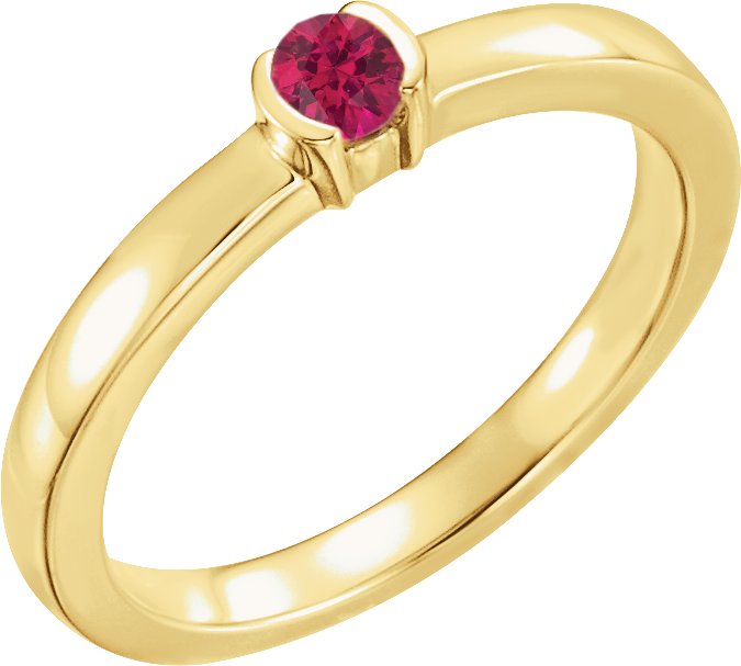 14K Yellow Chatham Lab Created Ruby Family Stackable Ring Ref 16232489