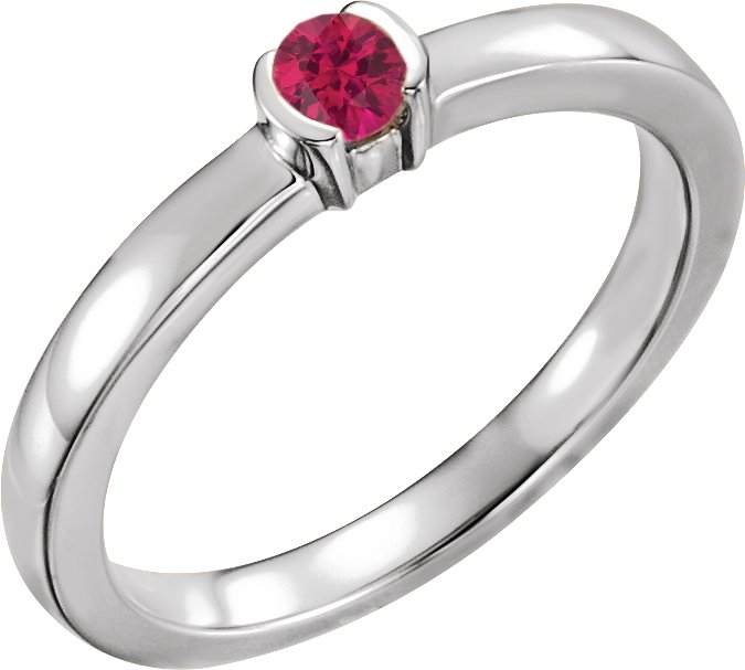 14K White Ruby Family Stackable Ring Ref 16232452