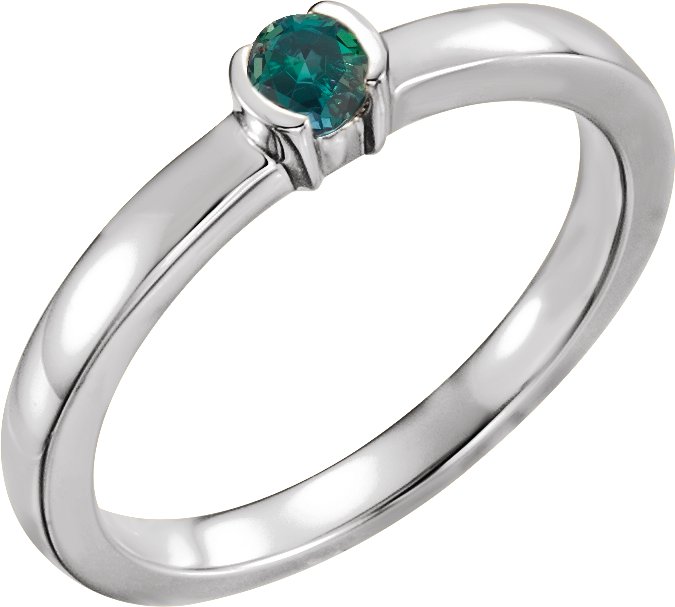 14K White Chatham Lab Created Alexandrite Family Stackable Ring Ref 16232484