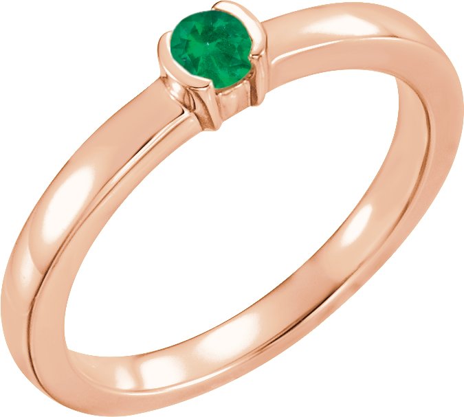 14K Rose Emerald Family Stackable Ring Ref 16232446