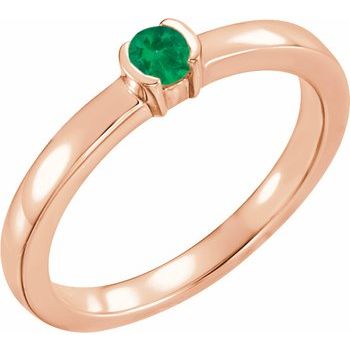 14K Rose Emerald Family Stackable Ring Ref 16232446
