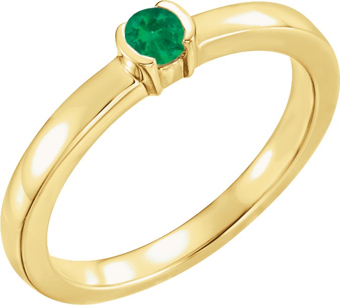14K Yellow Chatham Lab Created Emerald Family Stackable Ring Ref 16232481