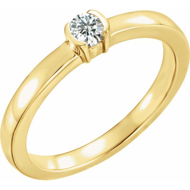 14K Yellow Natural White Sapphire Family Stackable Ring