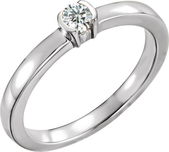 14K White Sapphire Family Stackable Ring Ref 16232476