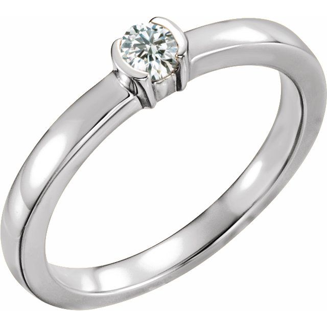 Sterling Silver Natural White Sapphire Family Stackable Ring