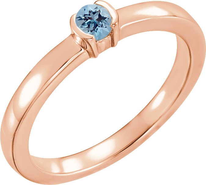 14K Rose Blue Zircon Family Stackable Ring Ref 16232474