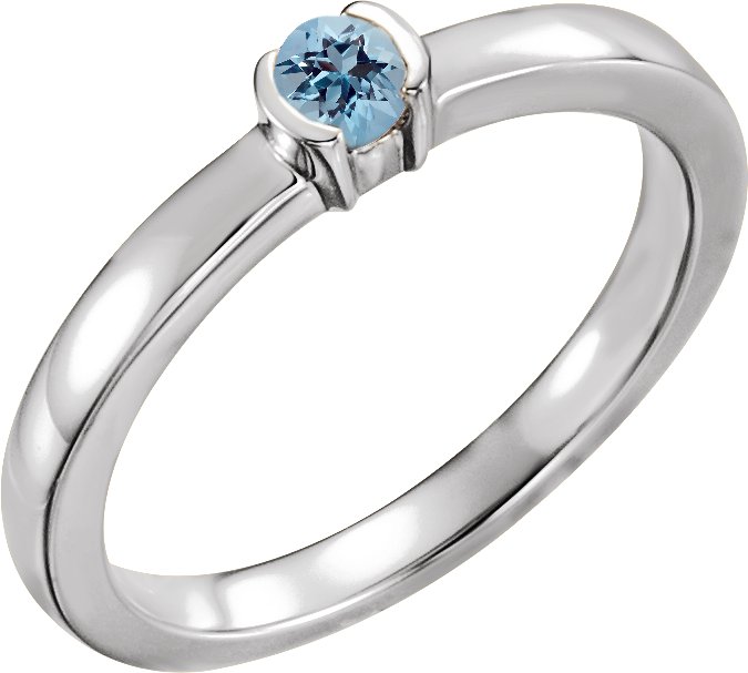 14K White Aquamarine Family Stackable Ring Ref 16232436