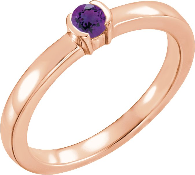 14K Rose Amethyst Family Stackable Ring Ref 16232434