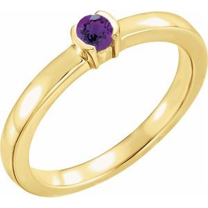 14K Yellow Amethyst Family Stackable Ring