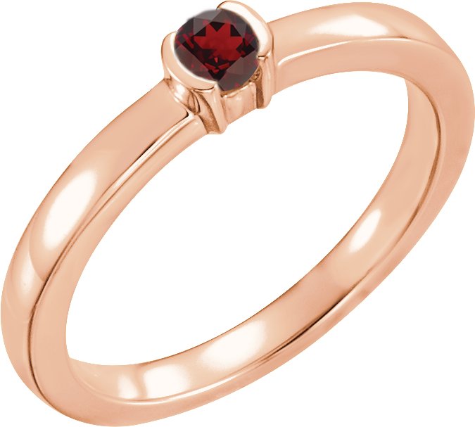 14K Rose Mozambique Garnet Family Stackable Ring Ref 16232430