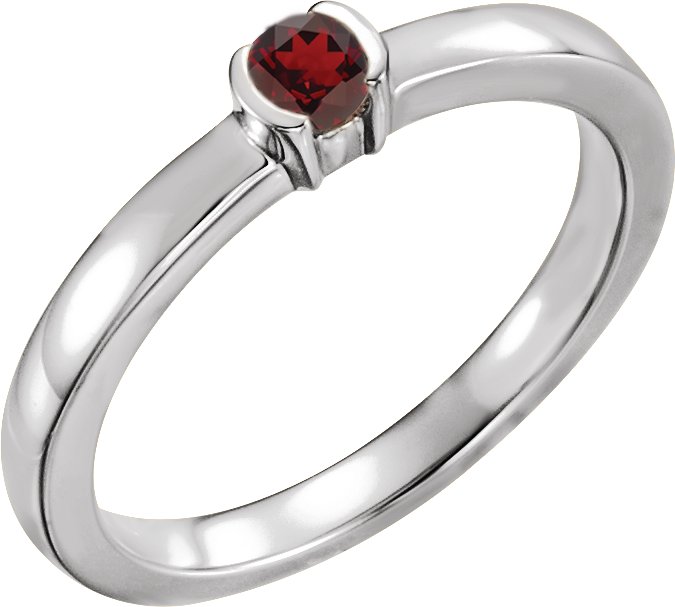 Sterling Silver Mozambique Garnet Family Stackable Ring