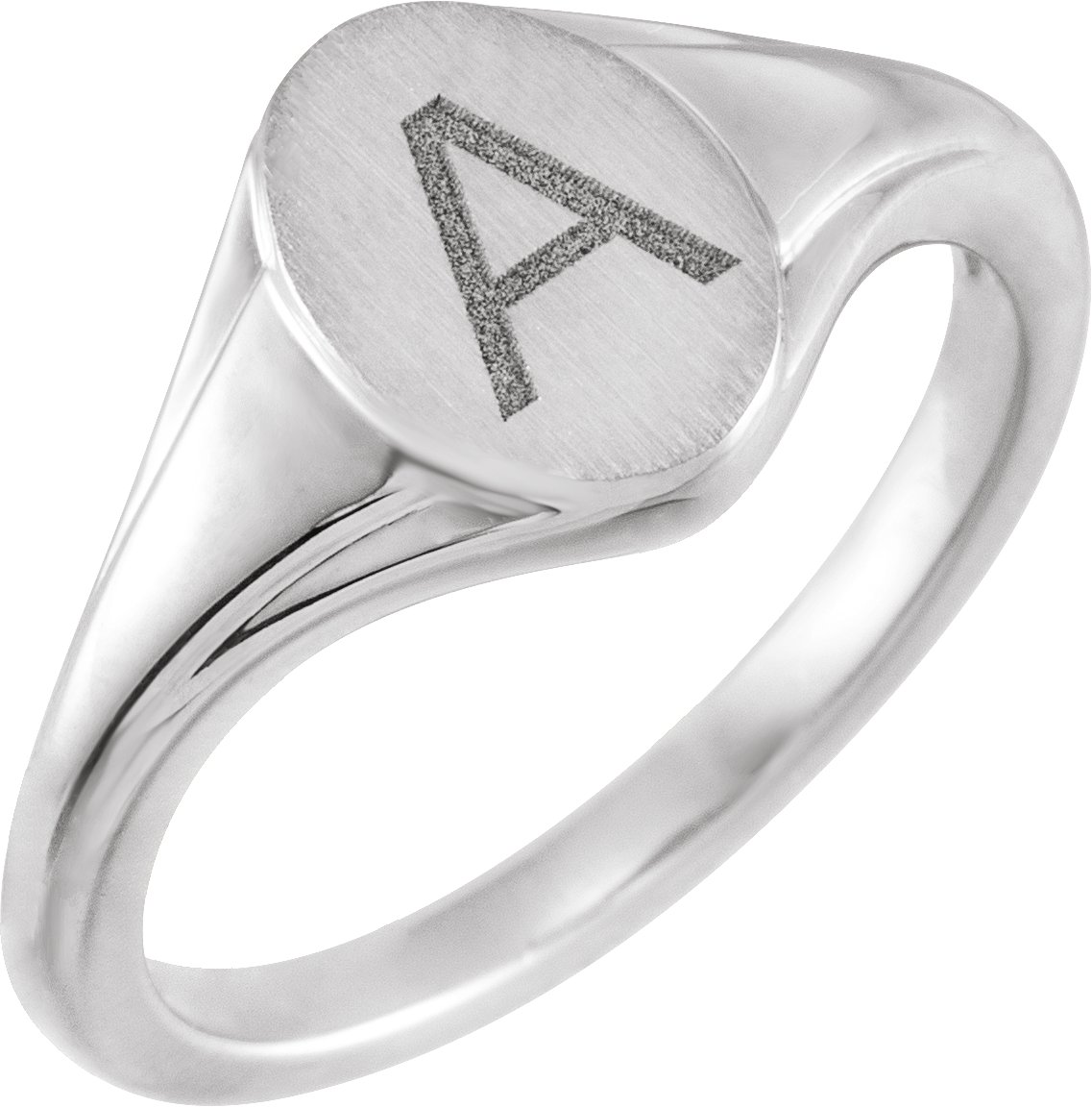 Sterling Silver 10.4x7.1 mm Oval Fluted Signet Ring