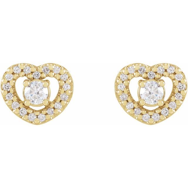 14K Yellow 1/3 CTW Natural Diamond Heart Earrings