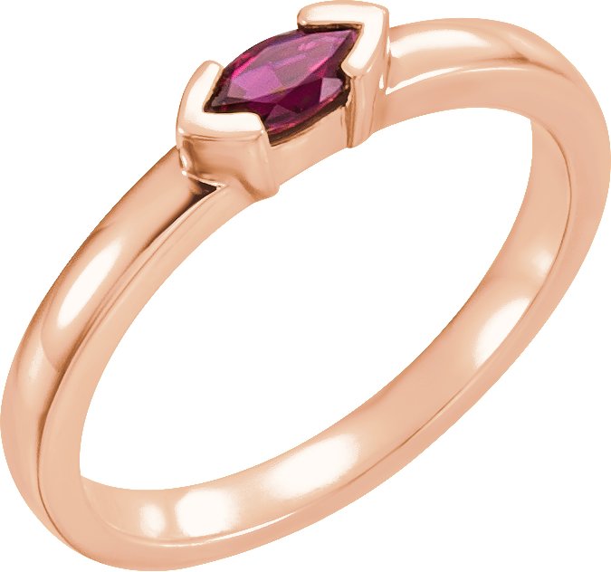 14K Rose Pink Tourmaline Marquise Stackable Family Ring Ref 16232337