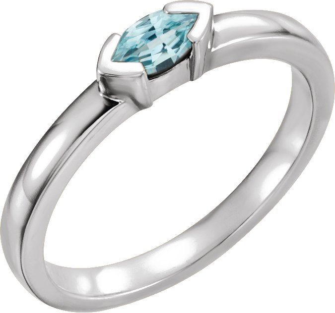 14K White Blue Zircon Marquise Stackable Family Ring Ref 16232343
