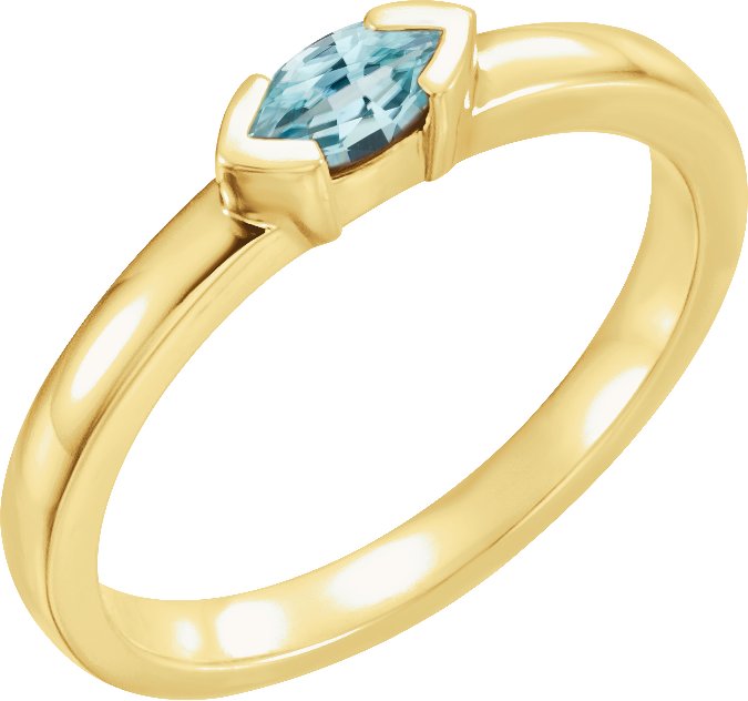 14K Yellow Blue Zircon Marquise Stackable Family Ring Ref 16232344