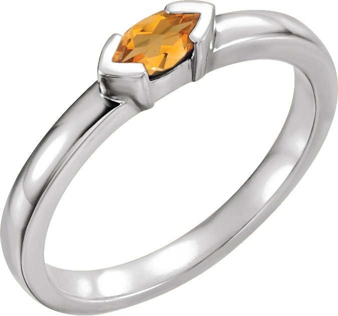 14K White Citrine Marquise Stackable Family Ring Ref 16232339
