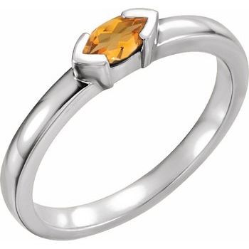 Sterling Silver Citrine Marquise Stackable Family Ring Ref 16232342