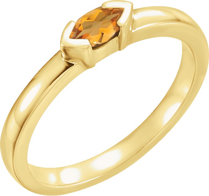 14K Yellow Citrine Marquise Stackable Family Ring