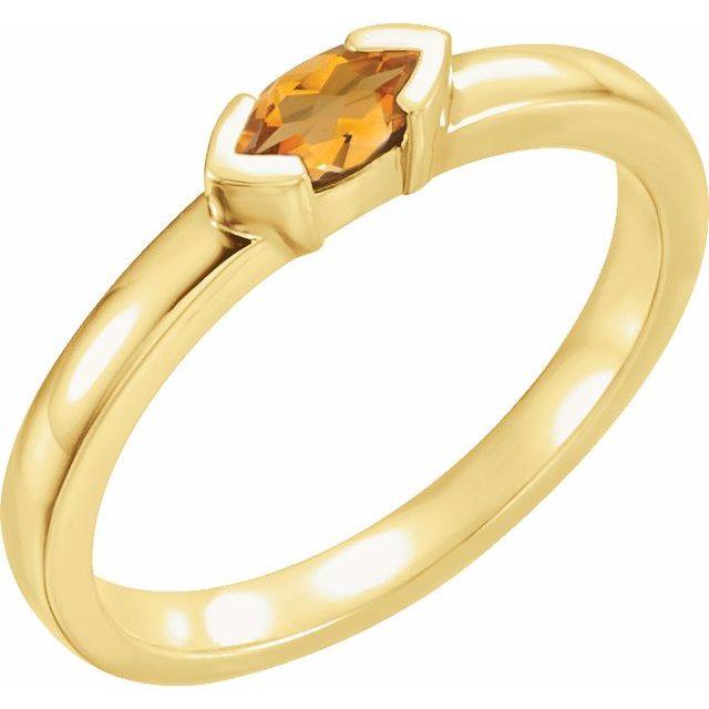14K Yellow Natural Citrine Stackable Family Ring