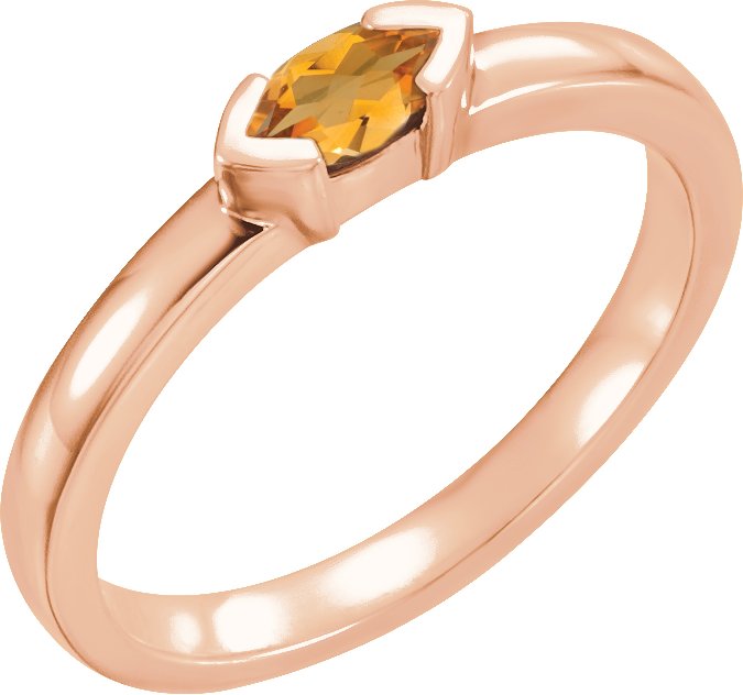 14K Rose Citrine Marquise Stackable Family Ring Ref 16232341