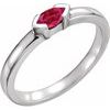 14K White Chatham Created Ruby Marquise Stackable Family Ring Ref 16267334