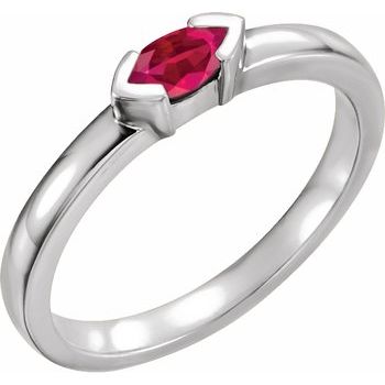 Sterling Silver Ruby Marquise Stackable Family Ring Ref 16232326