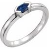 14K White Chatham Created Blue Sapphire Marquise Stackable Family Ring Ref 16232363