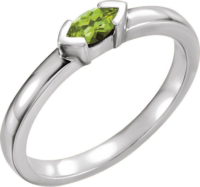 14K White Peridot Marquise Stackable Family Ring Ref 16232327