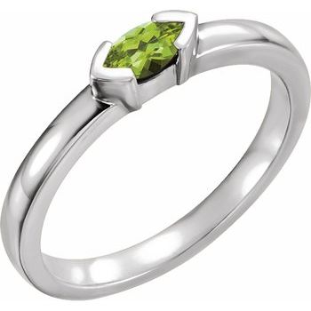 Sterling Silver Peridot Marquise Stackable Family Ring Ref 16232330