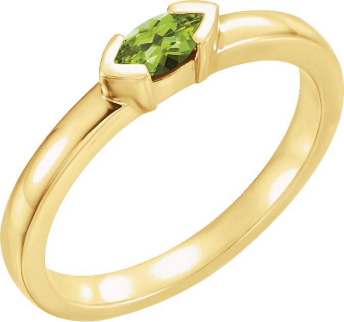 14K Yellow Peridot Marquise Stackable Family Ring Ref 16232328