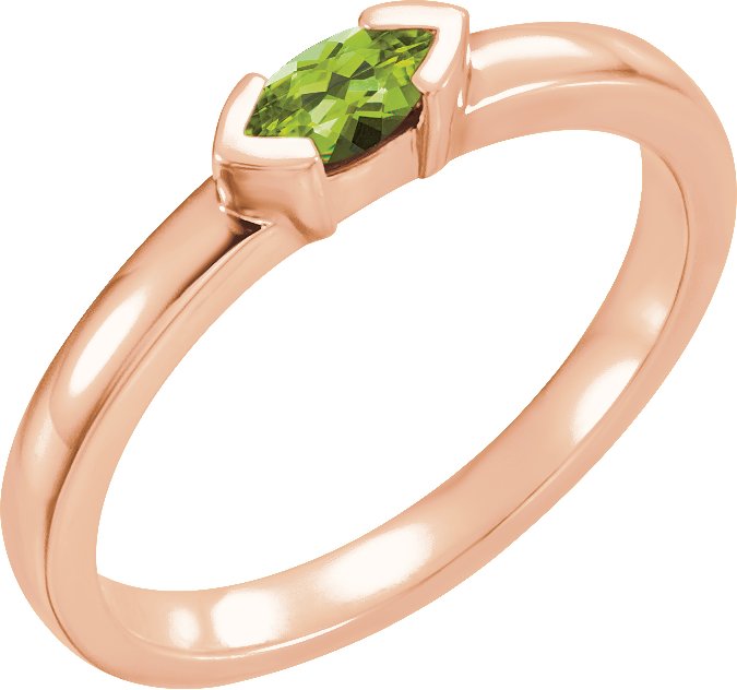 14K Rose Peridot Marquise Stackable Family Ring Ref 16232329